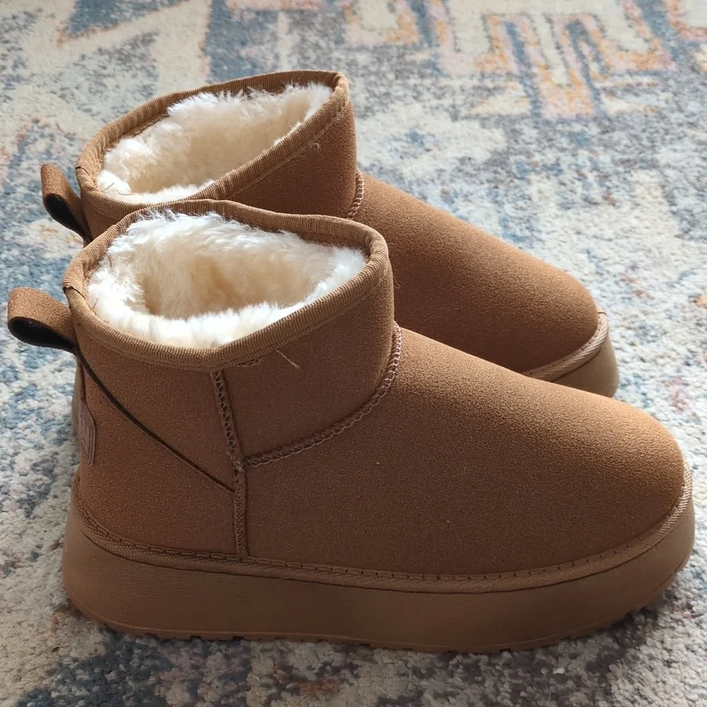Woman's Cozy Fleece Lined Platform Ankle Boots - Picture 4 of 5